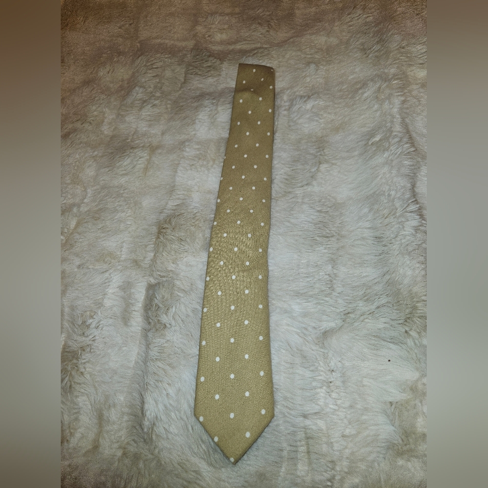 Jack Satori Beige White Polka Dot Skinny/Slim Men's Tie